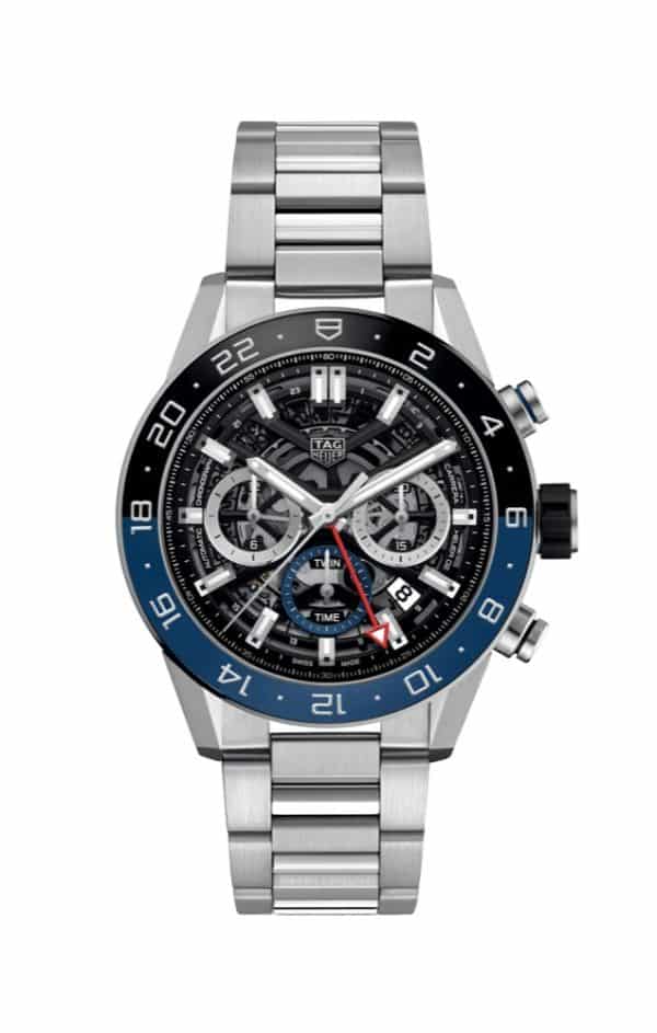 TAG Heuer Carrera  Heuer 02 Automatic GMT Mens Black Steel Chronograph