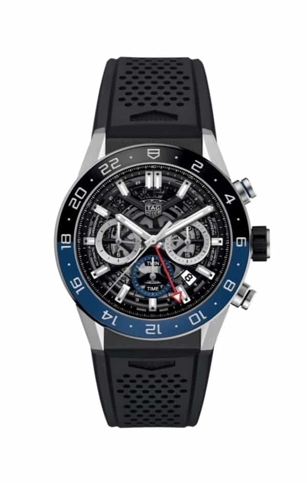 TAG Heuer Carrera  Heuer 02 Automatic GMT Mens Black Rubber Chronograph