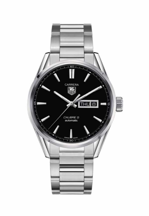 TAG Heuer Carrera  Calibre 5 Day Date Automatic Mens Black Steel Watch