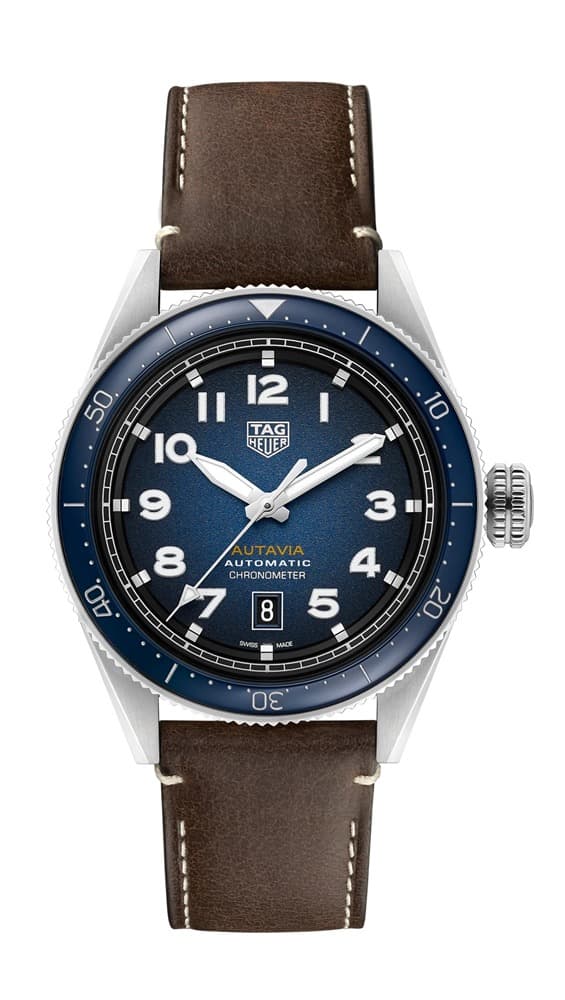 TAG Heuer Autavia Calibre 5 COSC Mens Blue Leather Watch