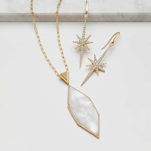 Doves - Stars & Mother of Pearl Earrings & Pendant