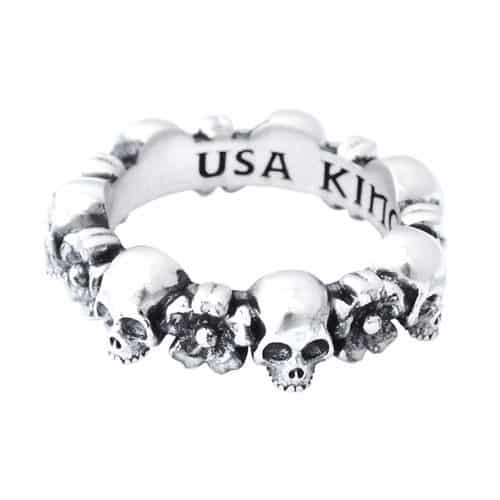 King Baby skull flower ring