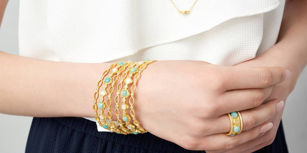 Freida Rothman bangle bracelets and ring set yellow gold