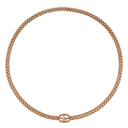 FOPE Yellow Gold Solo Collection Flex'it Necklace with Single Diamond