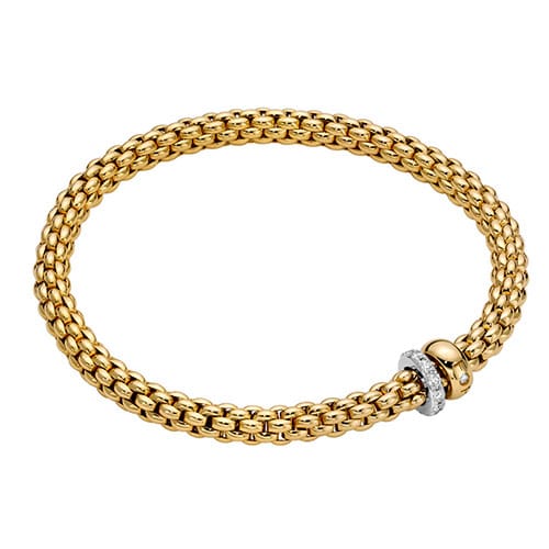 FOPE 18K Yellow Gold Solo Collection Bracelet with Diamond and Gold Rondel